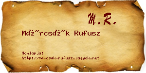 Márcsák Rufusz névjegykártya